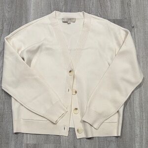 LOFT Women's Ivory Button-Up Cardigan